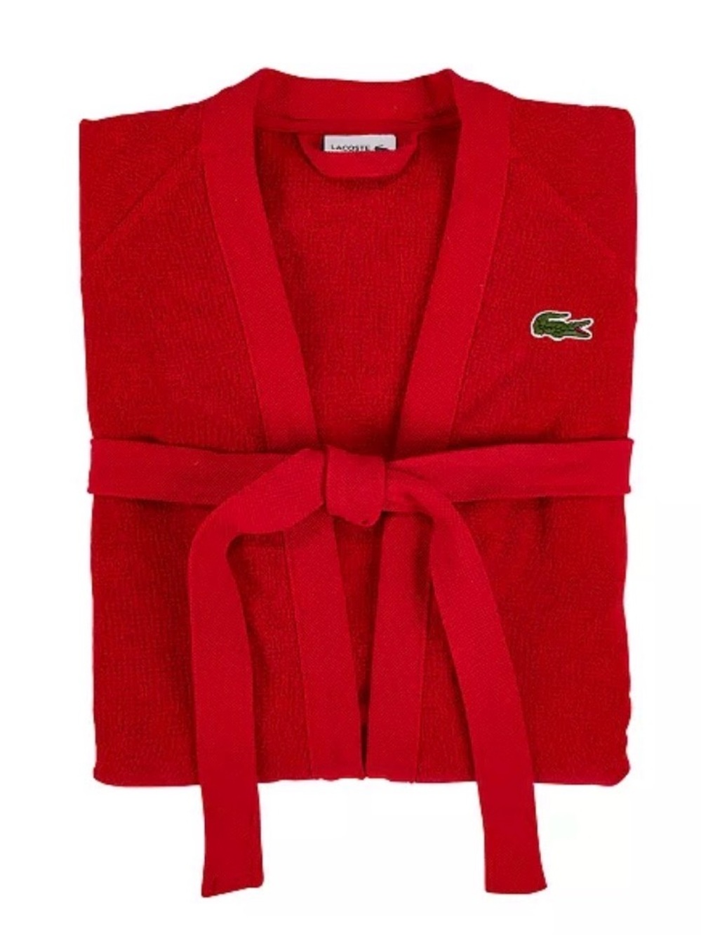 Lacoste Unisex Home Logo Patch 100% Cotton Bath Robe Color Red one Size Classic